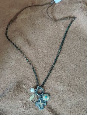 ViVI Turquoise Accent Cross Charm Layered Necklace